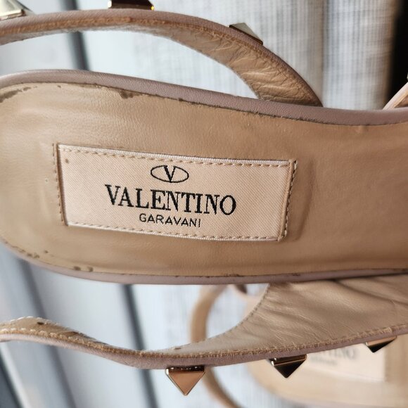 Valentino Blush Pink Leather Rockstud Embellished D'orsay Slingback Pumps - Picture 11 of 15